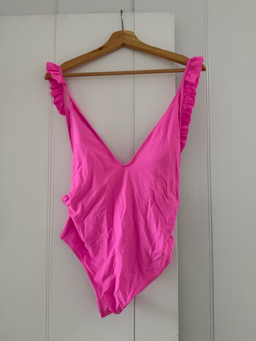 Girls' Hot Pink Ruffle Strap One-Piece Swimsuit
